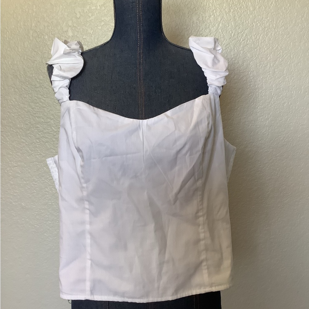 Abercrombie & Fitch White Ruffled Strap Sleeveless Crop Top Women's Size XL NWT